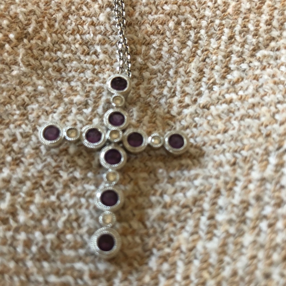 Amethyst and diamond cross
